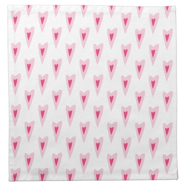 Pink Heart Valentines Water Bottle Cloth Napkin (Front)