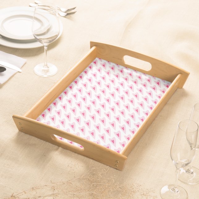 Pink Heart Valentines Water Bottle Serving Tray (Front)