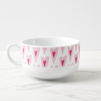 Pink Heart Valentines Water Bottle Soup Mug
