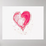 Pink Heart Watercolor Poster at Zazzle