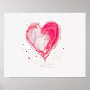 Pink Heart Watercolor Poster