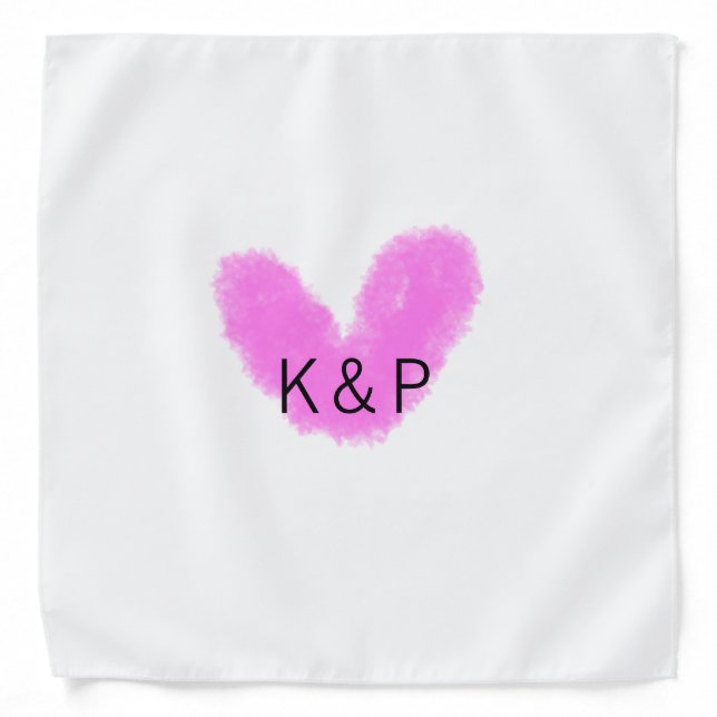 Pink heart wedding couple name letter monogram rom bandana (Front)