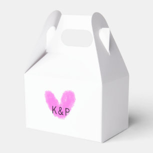 Pink heart wedding couple name letter monogram rom favor boxes