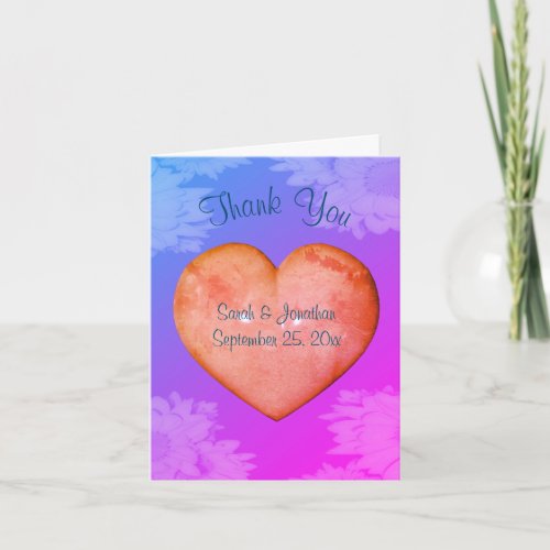 Pink Heart Wedding Personalized Thank You Card