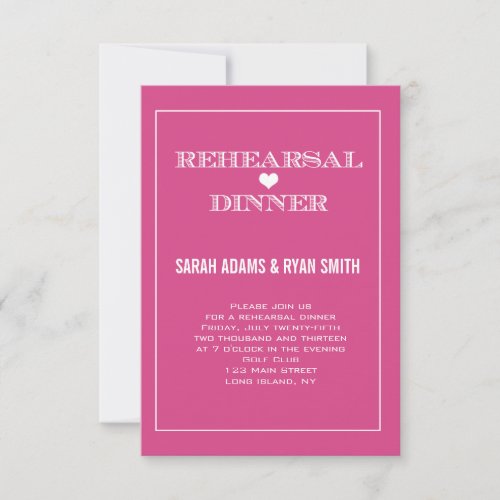 Pink Heart Wedding Rehearsal Dinner Invitations