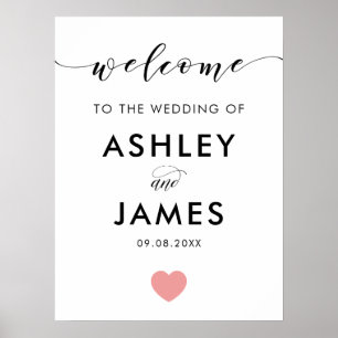 Pink Heart Wedding Welcome Sign