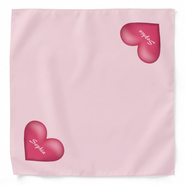 Pink Heart With Custom Name Over It Bandana (Front)