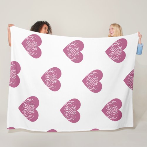 Pink Heart With Filigree Pretty Girly Design Fleece Blanket