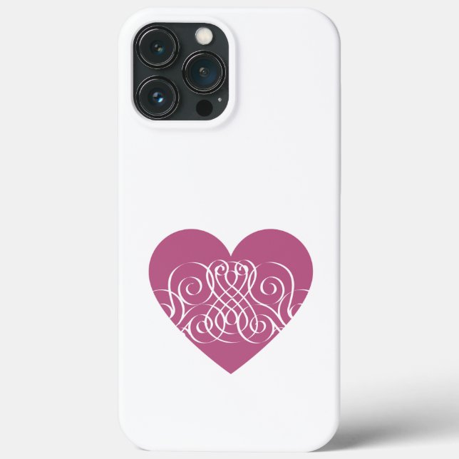 Pink Heart With Filigree Pretty Girly Phone Case  (Back)
