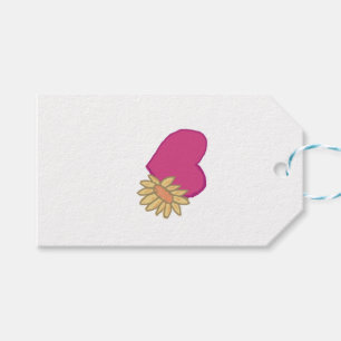 Pink Heart with Yellow sunflower Gift Tags