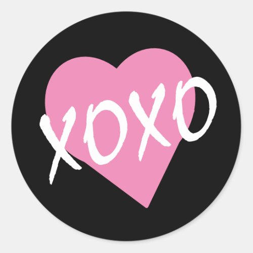 Pink Heart XOXO Classic Round Sticker