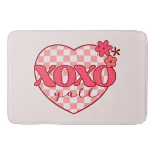 Pink Heart Xoxo Hugs and Kisses Bath Mat