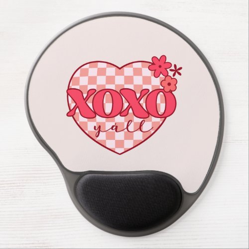Pink Heart Xoxo Hugs and Kisses Gel Mouse Pad