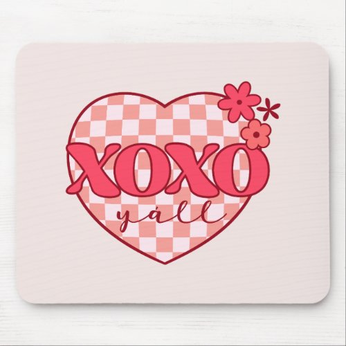 Pink Heart Xoxo Hugs and Kisses Mouse Pad
