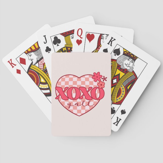 Pink Heart Xoxo Hugs and Kisses Poker Cards (Back)