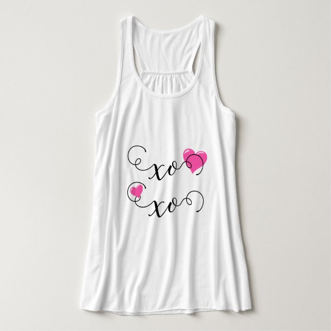 Pink Heart XOXO  Tank Top (Design Front)