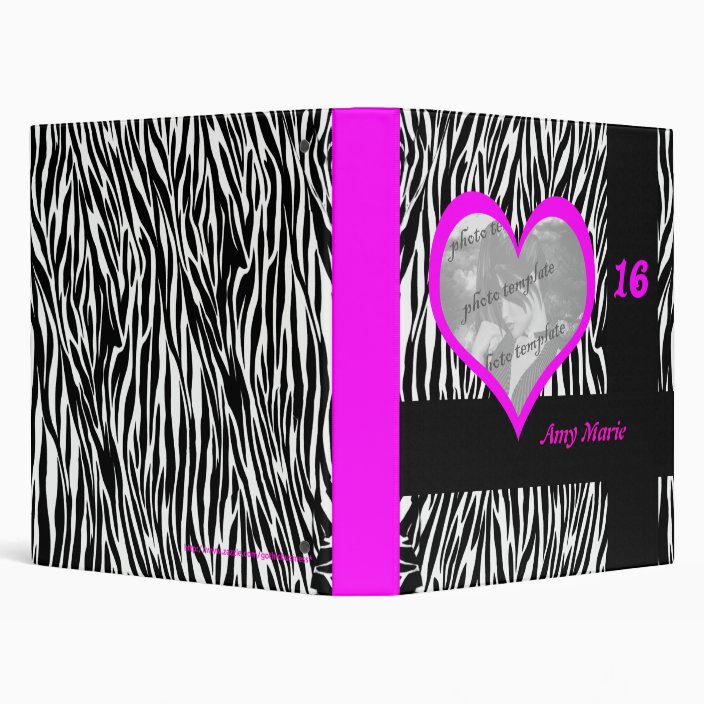 Pink Heart Zebra Print Birthday Photo Album Binder