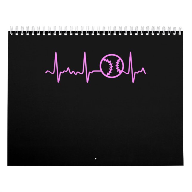 Pink Heartbeat Baseball Breast Cancer Awareness Calendar (Cover)