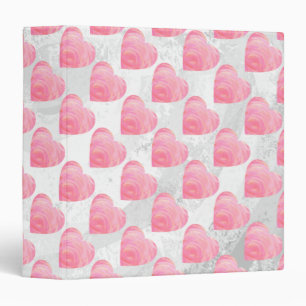 Pink Hearts 3 Ring Binder
