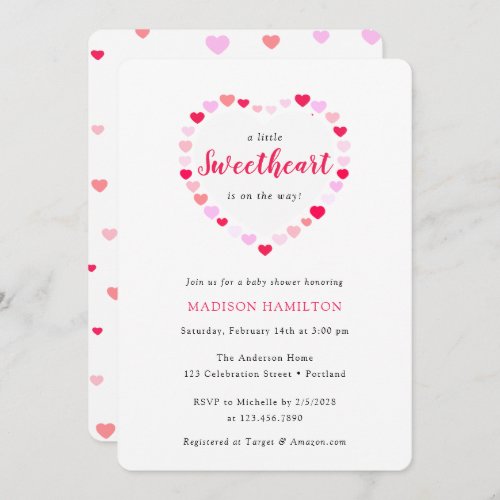 Pink Hearts A little Sweetheart Baby Shower Invitation