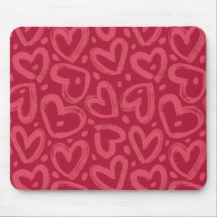 Pink Hearts Aesthetic Mouse Pad