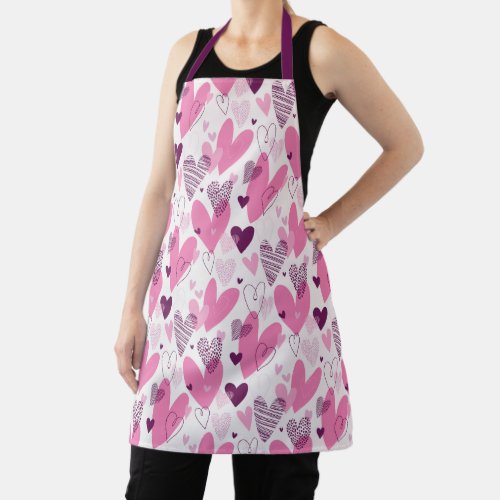 Pink Hearts Afloat Apron