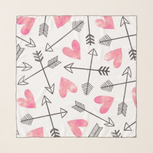 Pink Hearts and Arrows Fashion Scarf