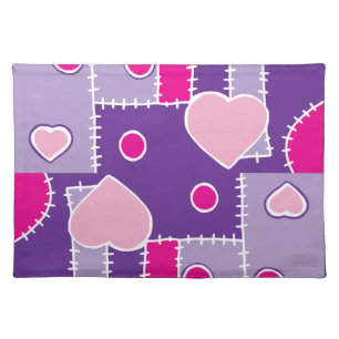 Pink Hearts and shapes whimsical cute Cloth Placemat
