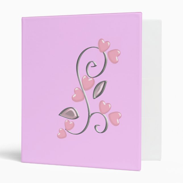 Pink Hearts and Silver Vine Binder (Front/Inside)