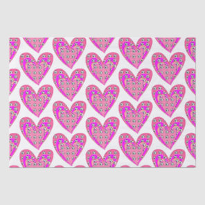 Pink Hearts And Soccer Balls Pattern Tissue Paper