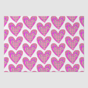 Pink Hearts And Soccer Balls Pattern Tissue Paper