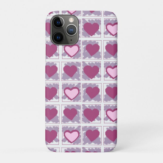 Pink Hearts and Squares Love Xoxo Case-Mate iPhone Case (Back)