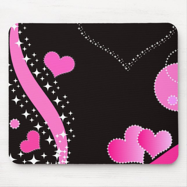 Pink hearts and stars - Mousepad (Front)
