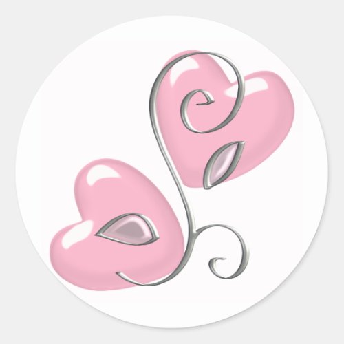 Pink Hearts and Vine Stickers