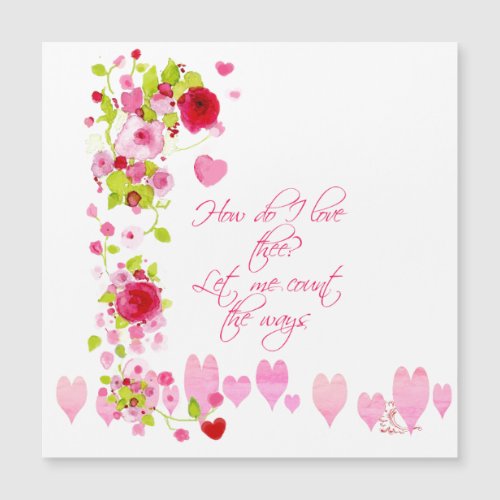 Pink Hearts and Watercolor Red Roses Verse Text