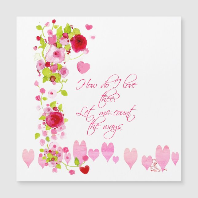 Pink Hearts and Watercolor Red Roses Verse Text (Front)