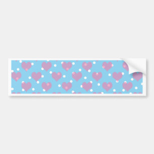 Pink hearts and white polka dots bumper sticker
