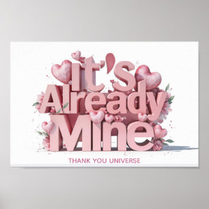 *~* Pink Hearts Ap85 Law of Attraction Manifesting Poster