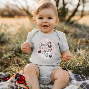 Pink Hearts Awesome Like Mommy Quote Gift Baby Bodysuit