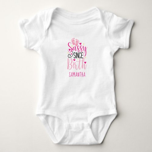 Pink Hearts Baby Footprints Sassy Since Birth Baby Baby Bodysuit