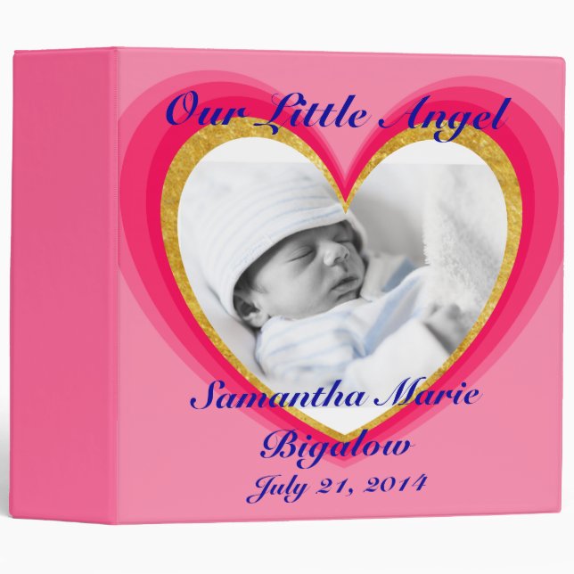 Pink Hearts Baby Girl Photo Album Binder (Front/Spine)