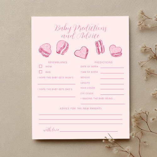 Pink Hearts Baby Predictions  Advice Card