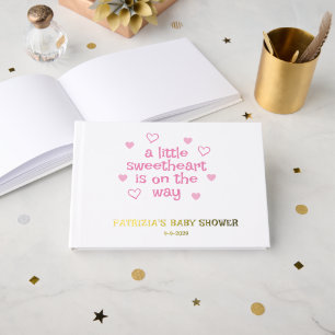 Pink Hearts Baby Shower Foil Guest Book