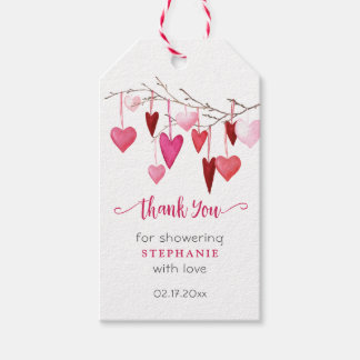 Pink Hearts Baby Shower Thank You Gift Tags