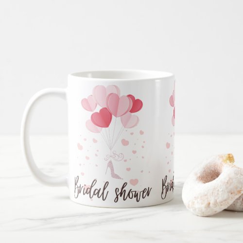 pink hearts balloons bridal shower coffee mug