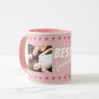 Pink Hearts Best Friends Typography 2 Photo