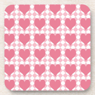 Pink Hearts Beverage Coaster