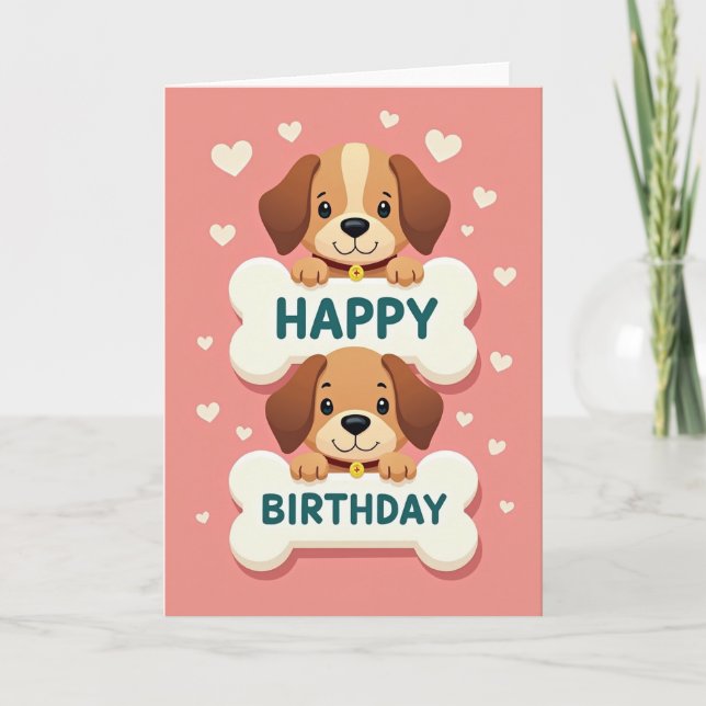 Pink Hearts Birthday Card (Front)