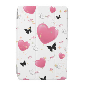 "Pink Hearts Black Butterfly iPad Case" Mini Cover