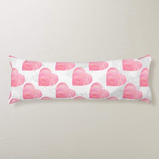 Pink Hearts Body Pillow (Front)